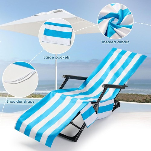 Blue striped beach chair cover - striped,