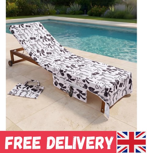 Bow print sun lounger - bow, towels